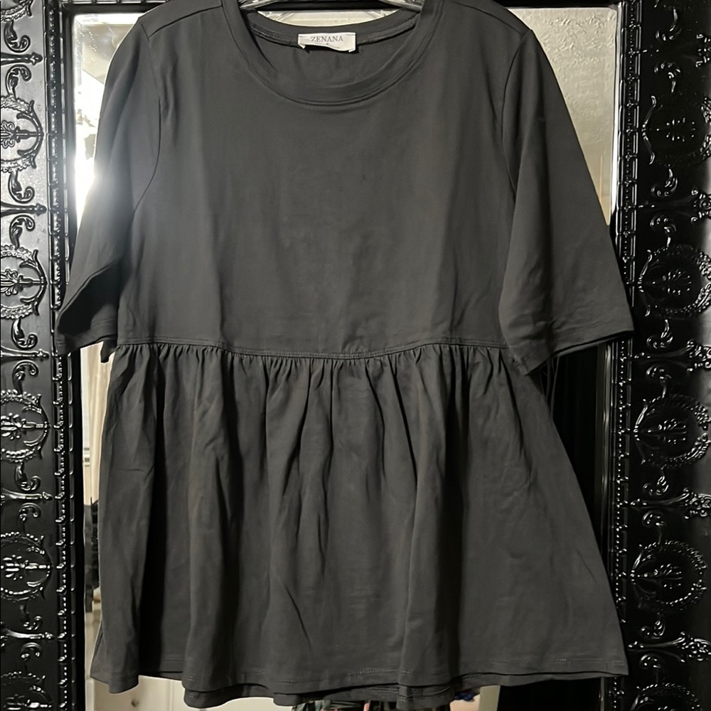 NaNa Gray Peplum T-Shirt Relaxed Fit